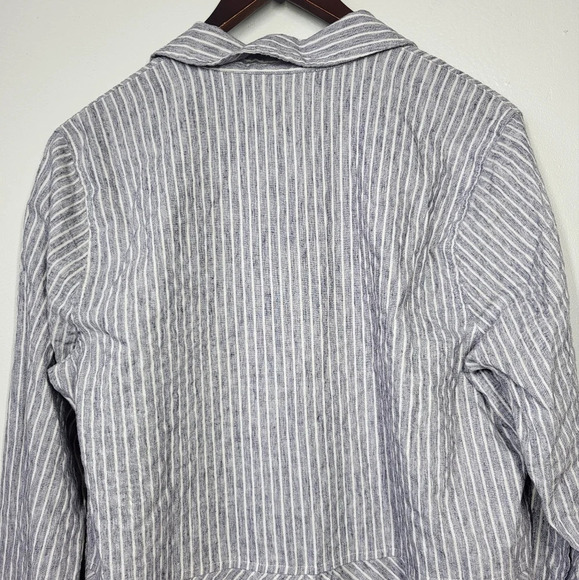 Lucky Brand Striped Relaxed Button Down Shirt Chambray Blue & White - Picture 6 of 11
